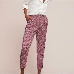 Anthropologie ett twa Tabitha Printed Cropped Trouser in Red/Blue/White